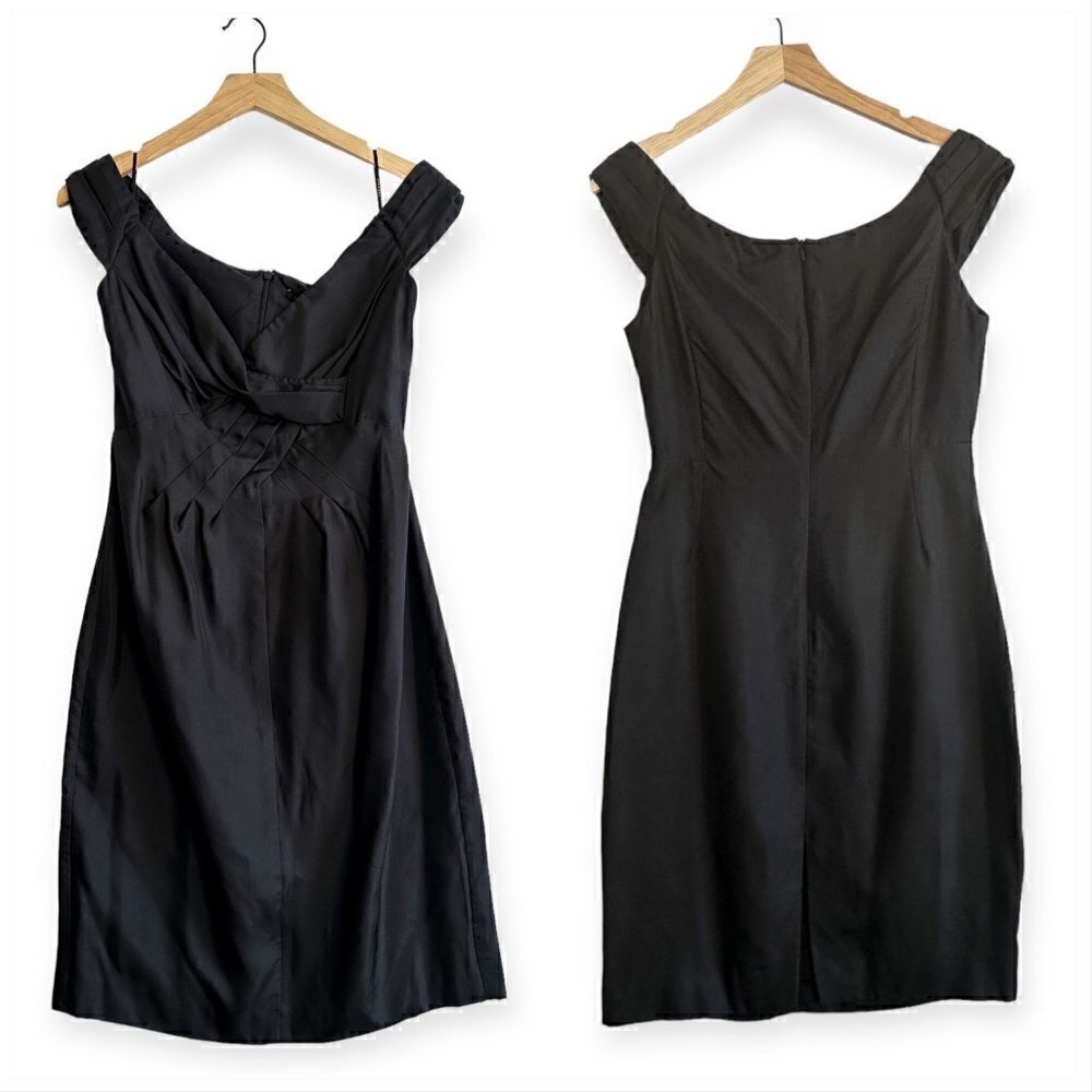 New with Tags,‎ Black Halo Silk Sleeveless Pleated Sheath Dress, Size 8, Black - Picture 15 of 15